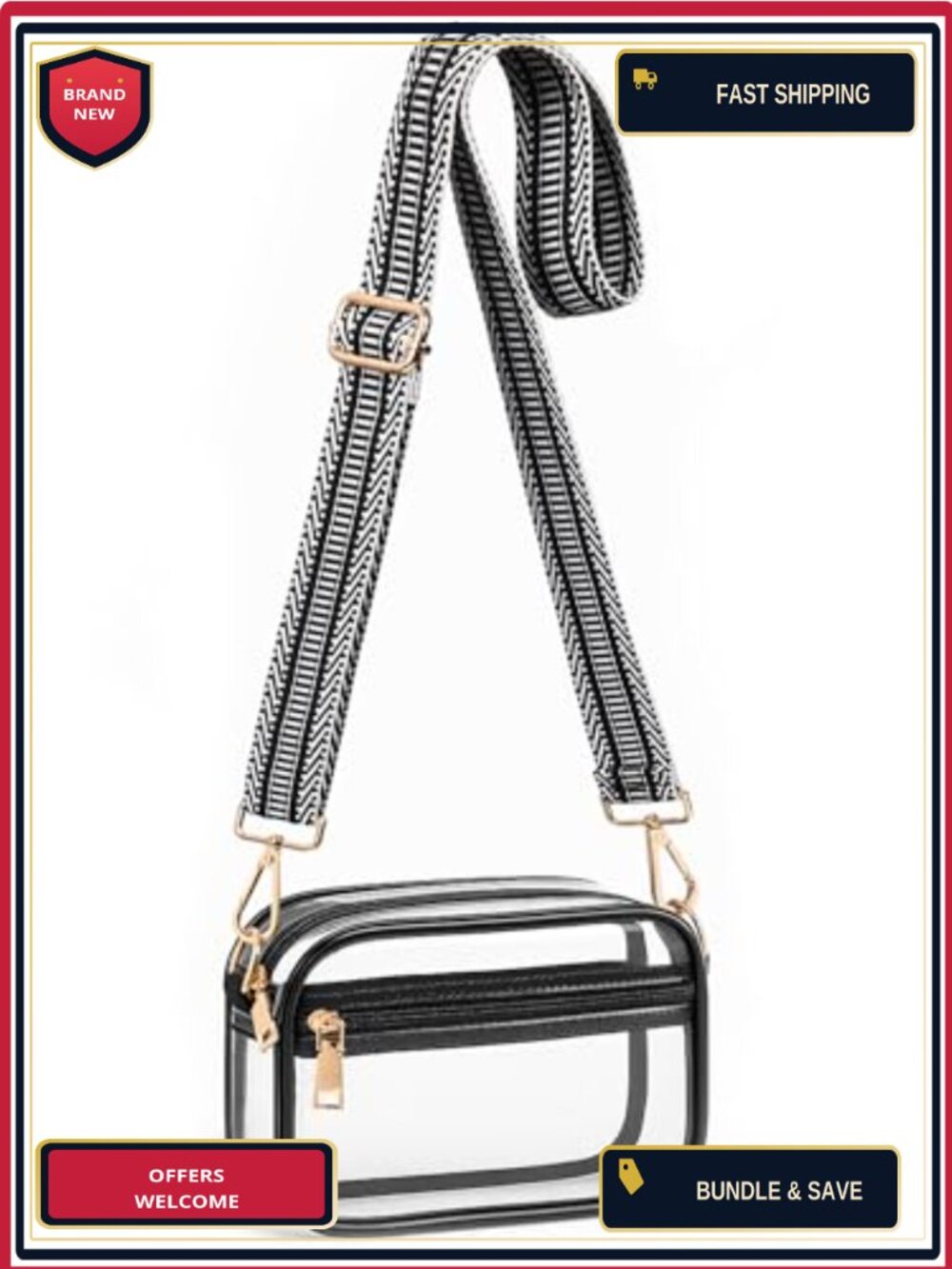 Clear Crossbody Bag Stadium Approved PVC Messenger Purse